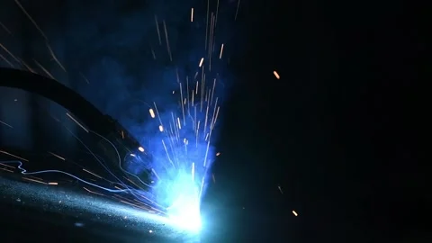 Welding. industrial arc welding work. slow motion Stock Footage 88040668