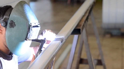 Welding in a industrial environment Stock-Footage 127658326