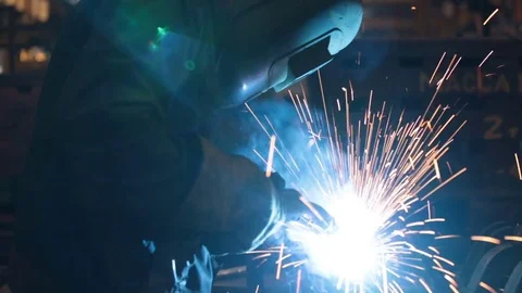 Welding on an industrial plant Stock Footage 80974323