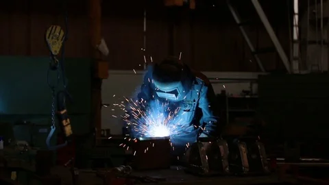 Welding on an industrial plant Stock Footage 80974722