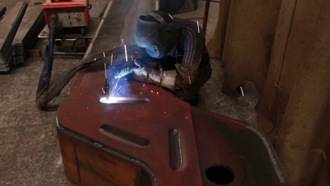 Welding on an industrial plant Stock Footage 80974882