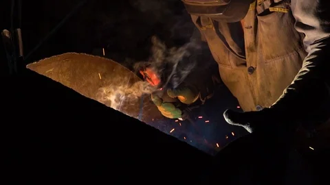 Welding iron sparks Stock Footage 91245718