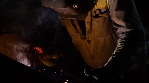 Welding iron sparks Stock Footage 93547014