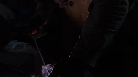 Welding iron sparks Stock Footage 93547168