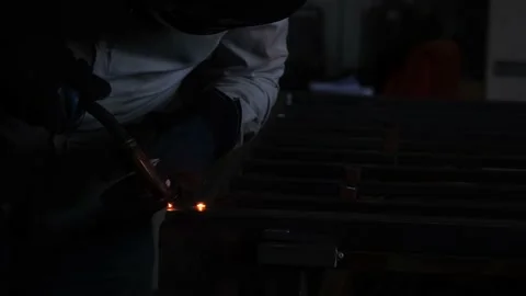 Welding light in dark Stock Footage 229651026