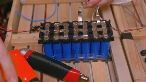 Welding lithium battery Stock Footage 266886306