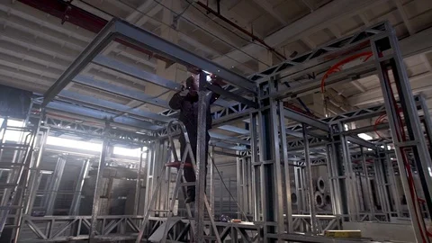 Welding of LSTK steel frame Video stock 124469693