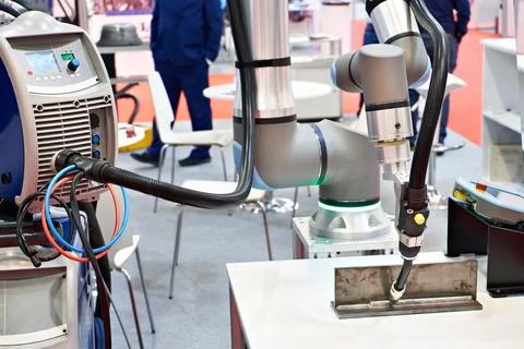 Welding machine and robotic arm Stock Photos