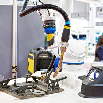 Welding machine and robotic arm Stock Photos