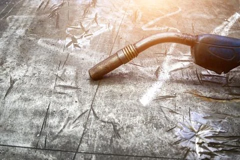 Welding machine close-up on the background of the table Stock Photos