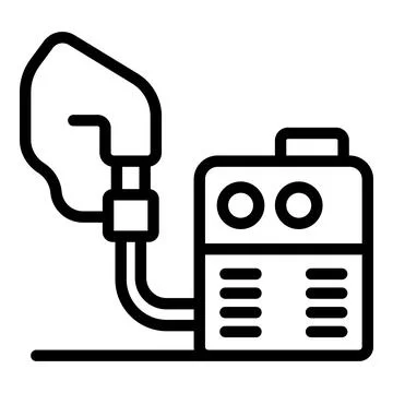 Welding machine connecting to protective mask with hoses for safe operation Stock Illustration