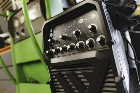 Welding machine control panel with various settings Stock Photos