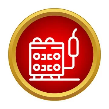 Welding machine equipment icon in red circle Stock Illustration