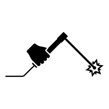 Welding machine in hand holding electric tool use Arm using equipment Spark e Stock Illustration