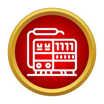 Welding machine icon on a red background with a golden border Stock Illustration