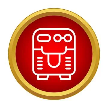 Welding machine icon with red background and golden frame Stock Illustration