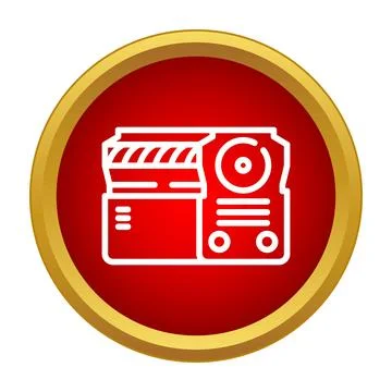 Welding machine inverter icon on red button Stock Illustration