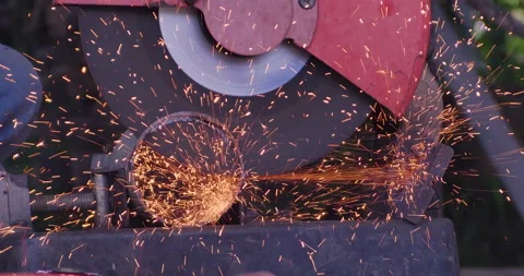 Welding machine iron metal sparking. Hot flame welding metal work cutting fire i Stock-Footage 232286200