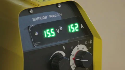 Welding machine in process of work with lights of welding Stock Footage 88057489