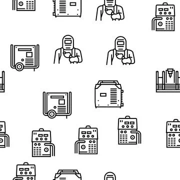 Welding Machine Tool Vector Seamless Pattern Stock Illustration