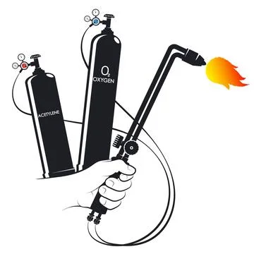 Welding machine in welder hand symbol Stock Illustration