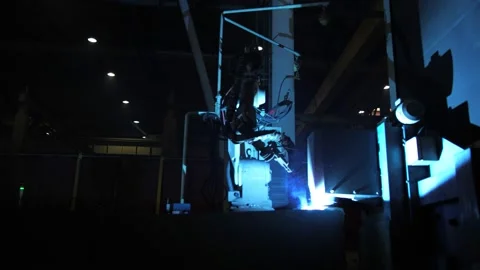 A welding machine at work in the factory shop Stock Footage 163334909