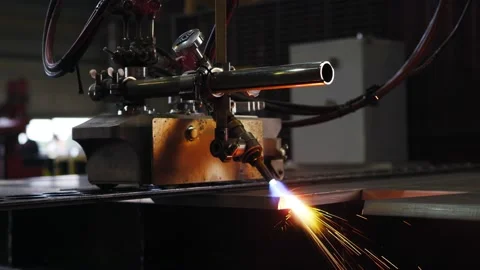A welding machine is working in the factory shop Stock Footage 163295714