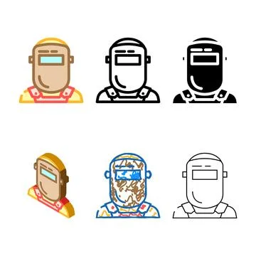 Welding mask face color variations icon vector Stock Illustration