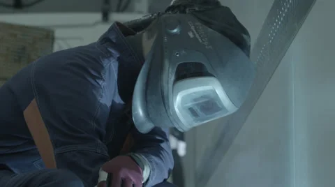 Welding Mask. Left reflection Stock Footage 33444371