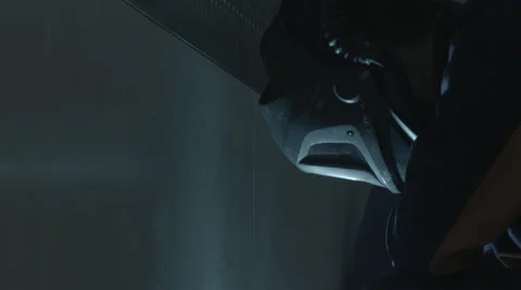 Welding Mask. Reflection Stock Footage 33444410