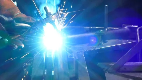 Welding mechanical assemblies. Stock Footage 83997999