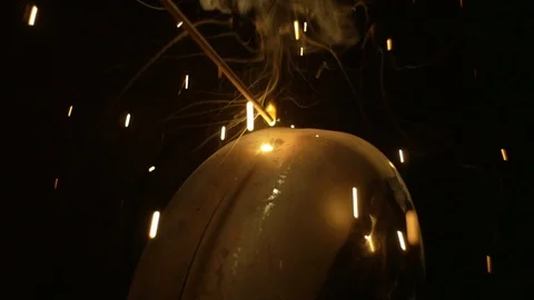 Welding of metal blanks slowmo Stock Footage 95776702