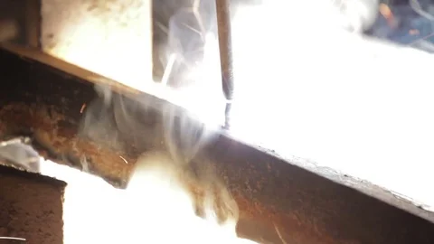 Welding of metal. Close-up. Video stock 80755377