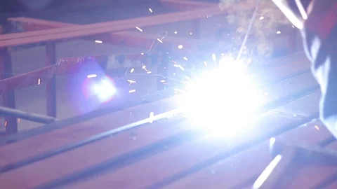 Welding metal with sparks Video stock 88090637