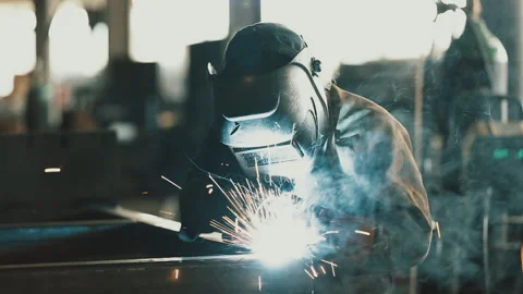 WELDING METAL, WELDER AT WORK Stock Footage 306691798