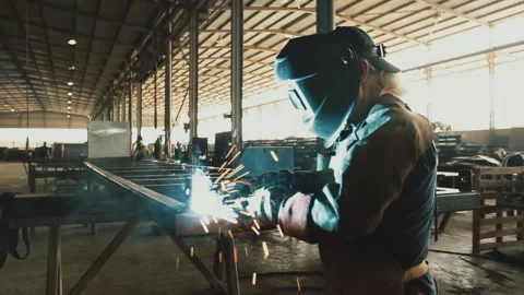 WELDING METAL, WELDER AT WORK Stock Footage 306691848