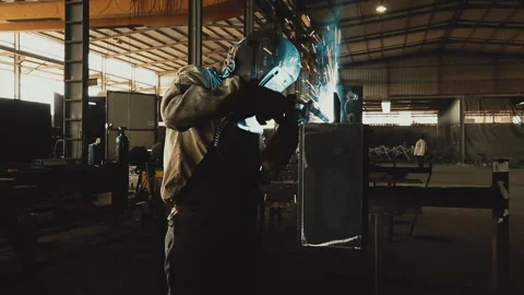WELDING METAL, WELDER AT WORK Stock Footage 306691852