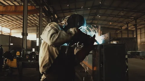 WELDING METAL, WELDER AT WORK Stock Footage 306691861