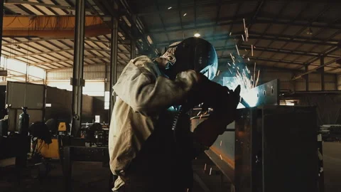 WELDING METAL, WELDER AT WORK Stock Footage 306691875