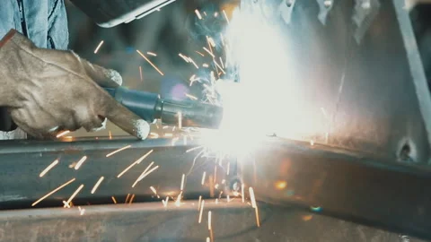 WELDING METAL, WELDER AT WORK Stock Footage 306691877