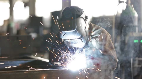 WELDING METAL, WELDER AT WORK Stock Footage 306691979