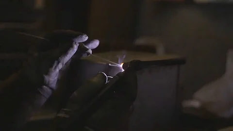 Welding Metal Work close up Slow Motion 1 Stock Footage 123159794
