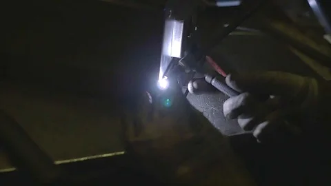 Welding Metal Work close up Slow Motion 7 Stock Footage 123160229