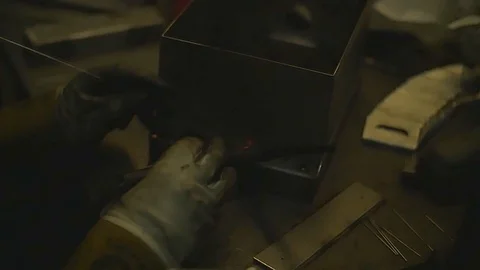 Welding Metal Work close up Slow Motion 4 Stock Footage 123160269