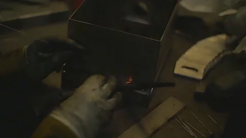 Welding Metal Work close up Slow Motion 5 Stock Footage 123160274