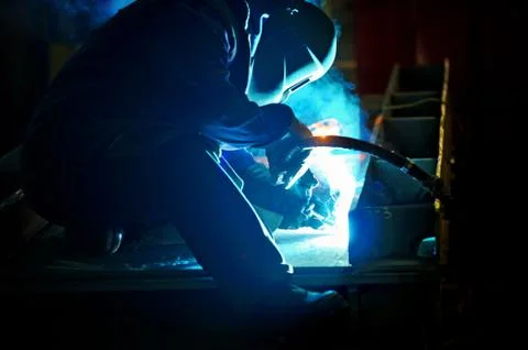 Welding with mig-mag method Stock Photos