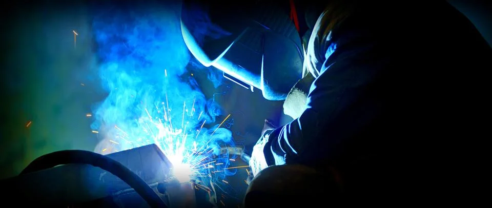 Welding with mig-mag method Stock Photos