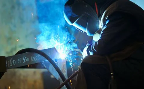 Welding with mig-mag method Stock Photos
