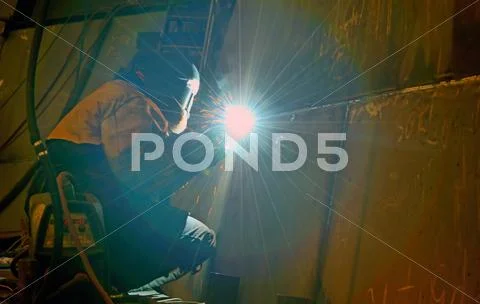 Welding with mig-mag method Stock Photos