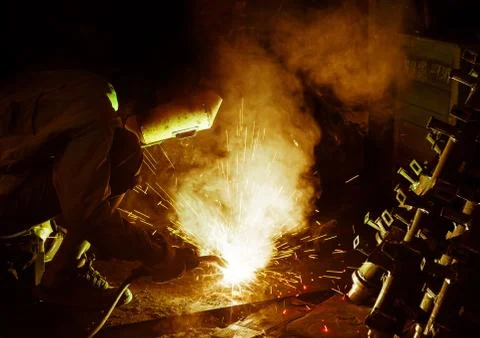 Welding with mig-mag method Stock Photos